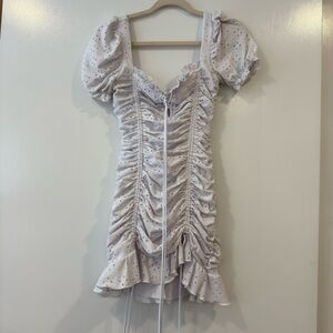 Lucy in the Sky White Ruched Mini Dress